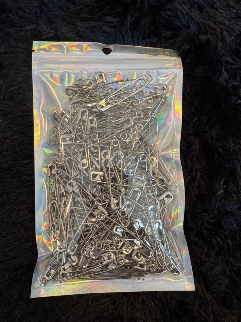 Bulk Safety Pins in Silver - Holographic Bag